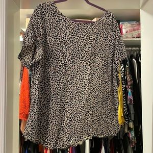 Button down back leopard print blouse